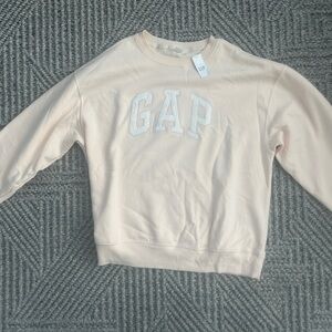 Gap Logo Women's Size XL Sweater light Pink Floral Embroidered Long Sleeve